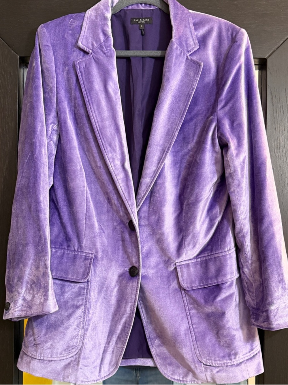 Rag & Bone Cody Cotton-Blend Purple Velvet Blazer